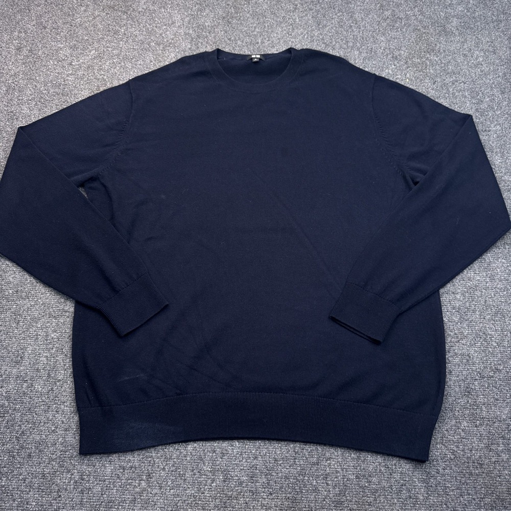 Uniqlo Breathable Sweater Mens Size Xl Navy Blue Knit Crew Neck Pullover